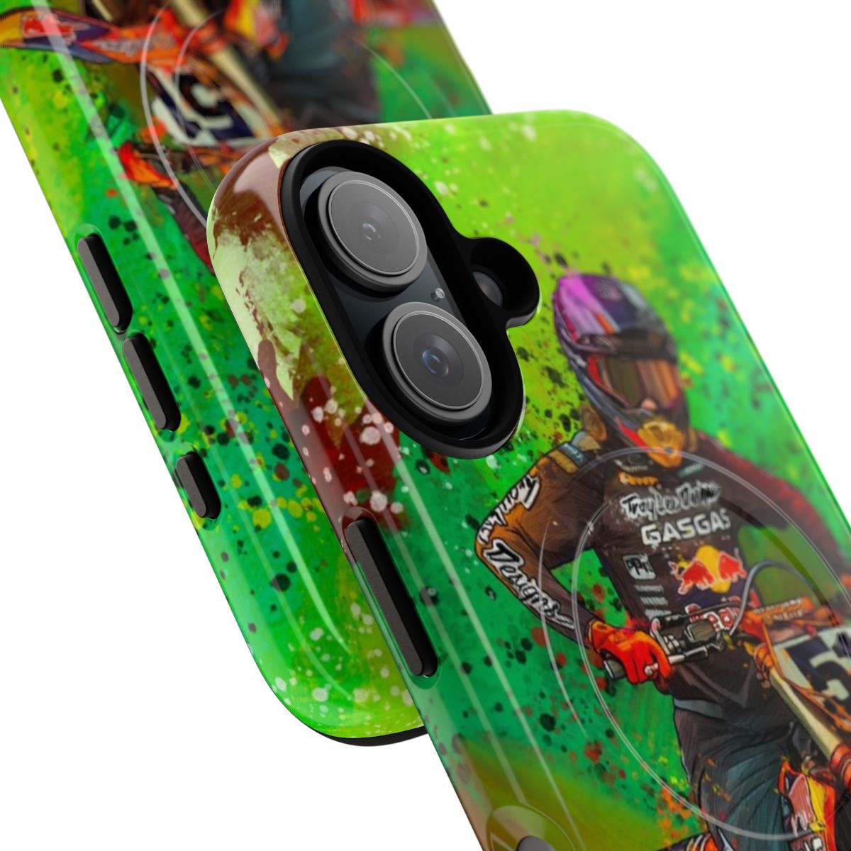 Durable motocross-inspired graffiti design phone case - Detail