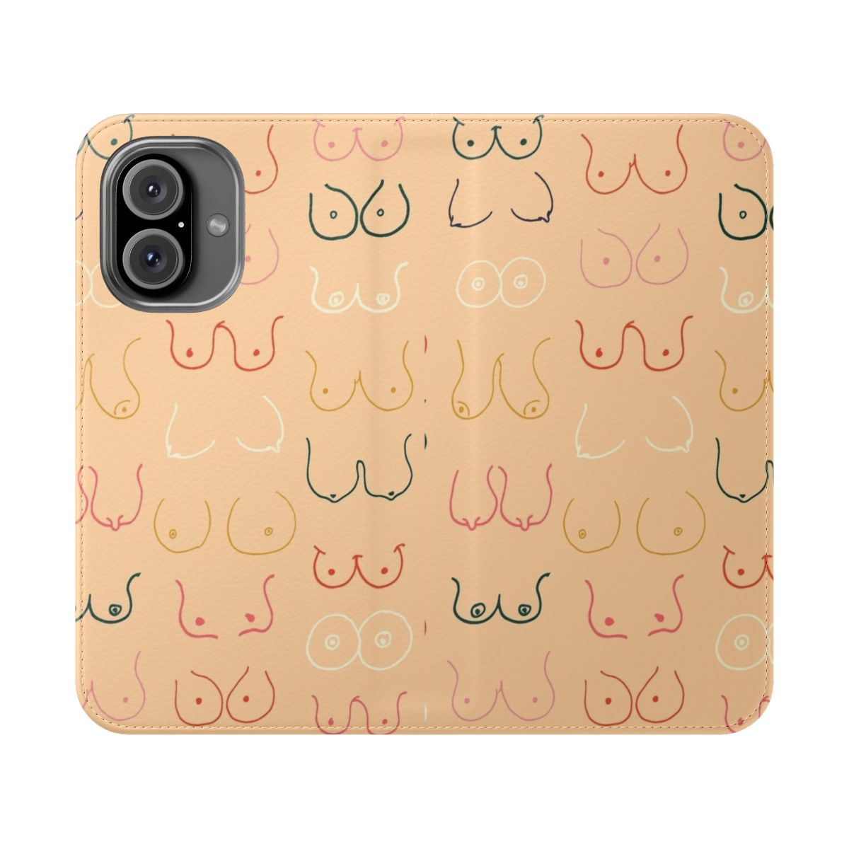 Pastel phone case with a fun and empowering boob print design