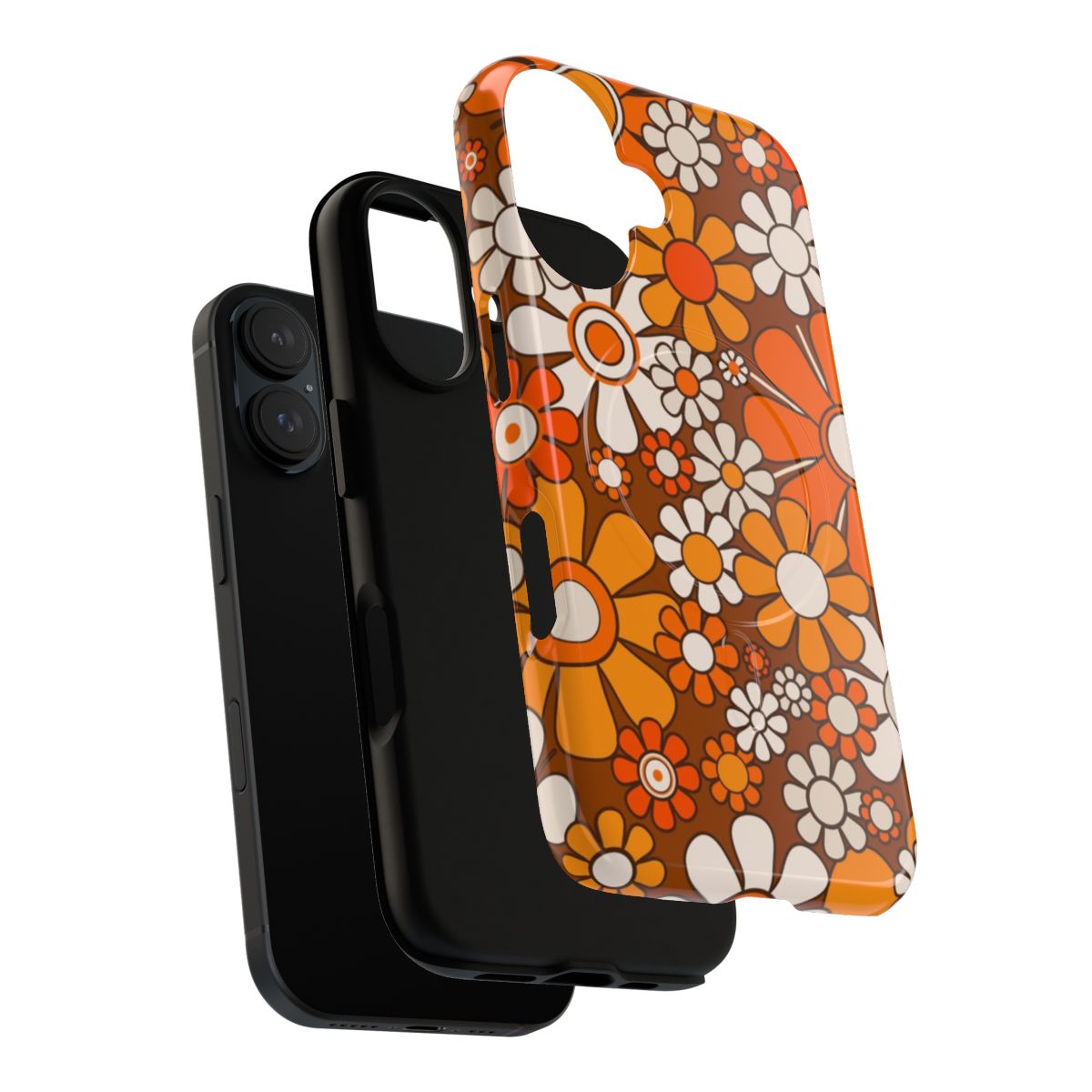 Retro floral pattern phone case with vintage 60s 70s aesthetic - Layers