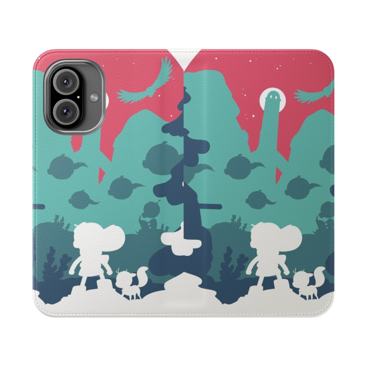 Hilda-inspired flip cover phone case with elf and fantasy design