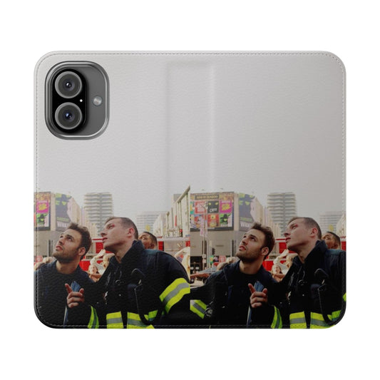 Flip cover phone case featuring 9-1-1 TV show characters