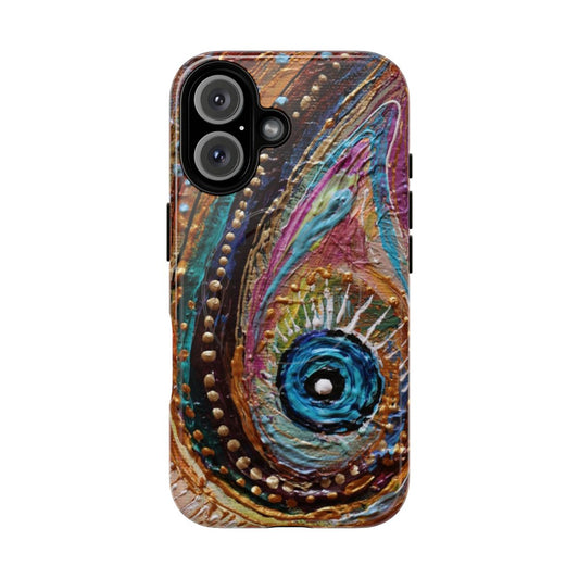 Vibrant abstract art phone case with bold colors and strokes