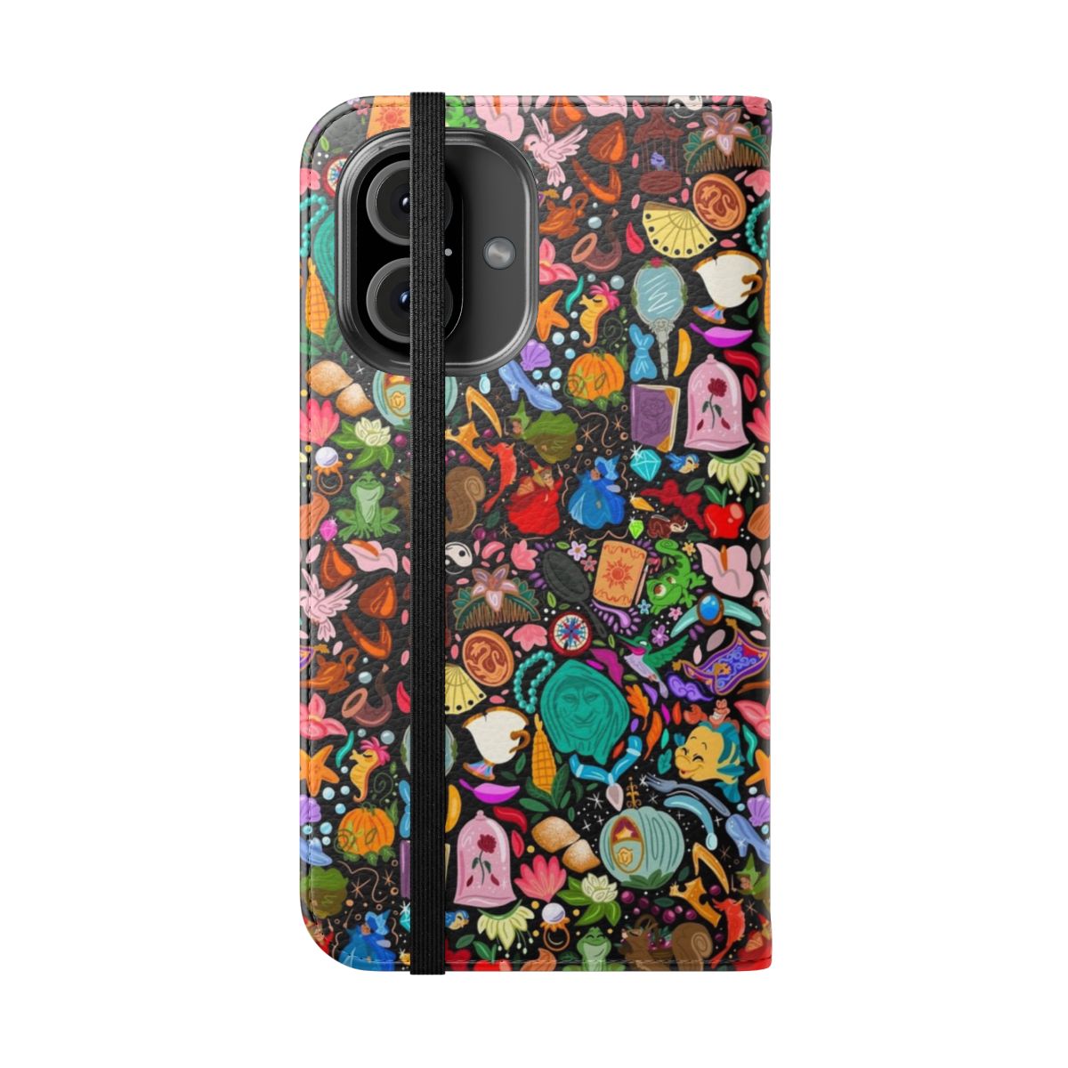 Magical Princess-Inspired Black Phone Case Cover - Folded Front