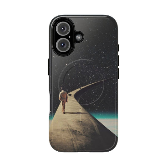 Vintage collage phone case featuring a surreal, cosmic graphic design.