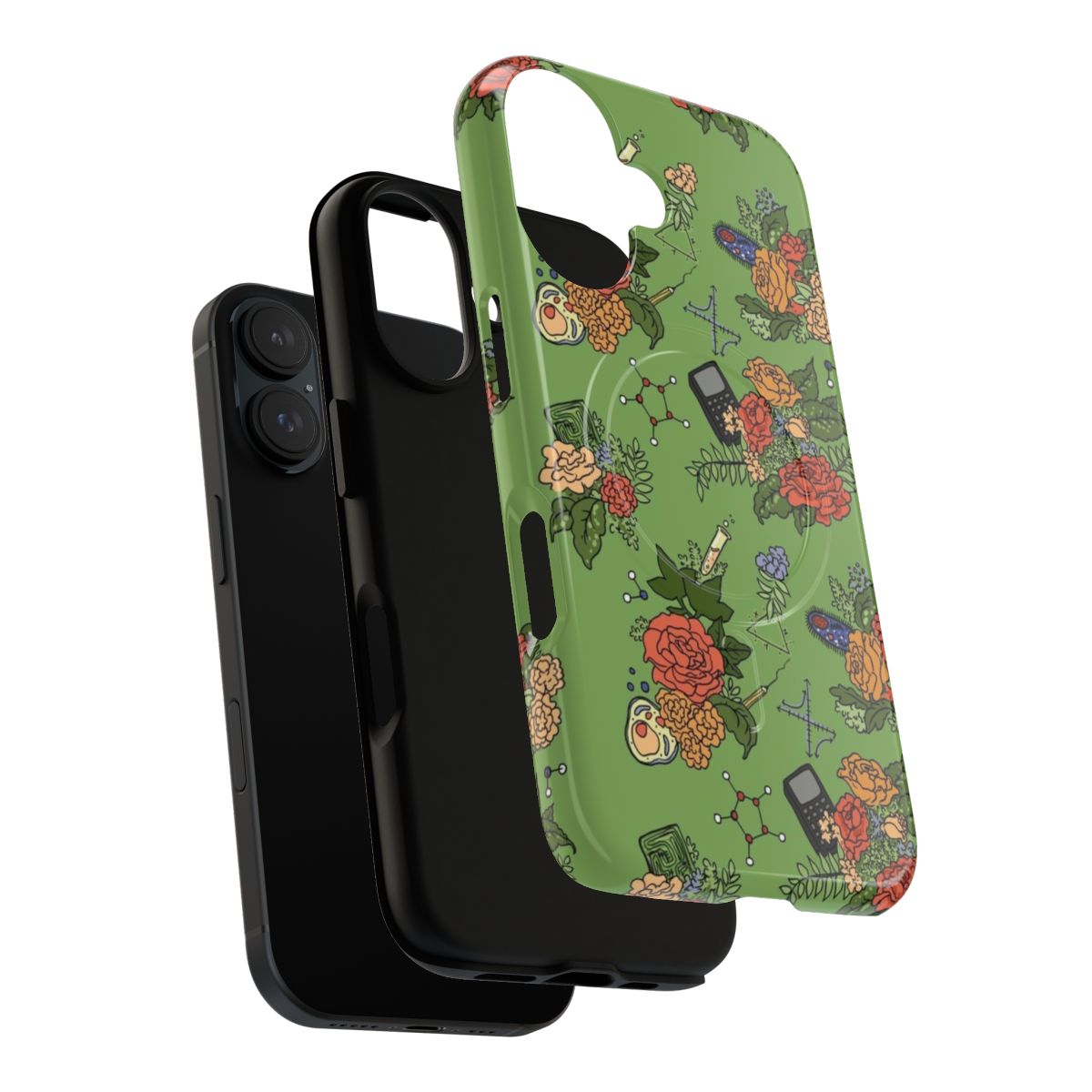 Floral pattern phone case with botanical design for STEM enthusiasts - Layers