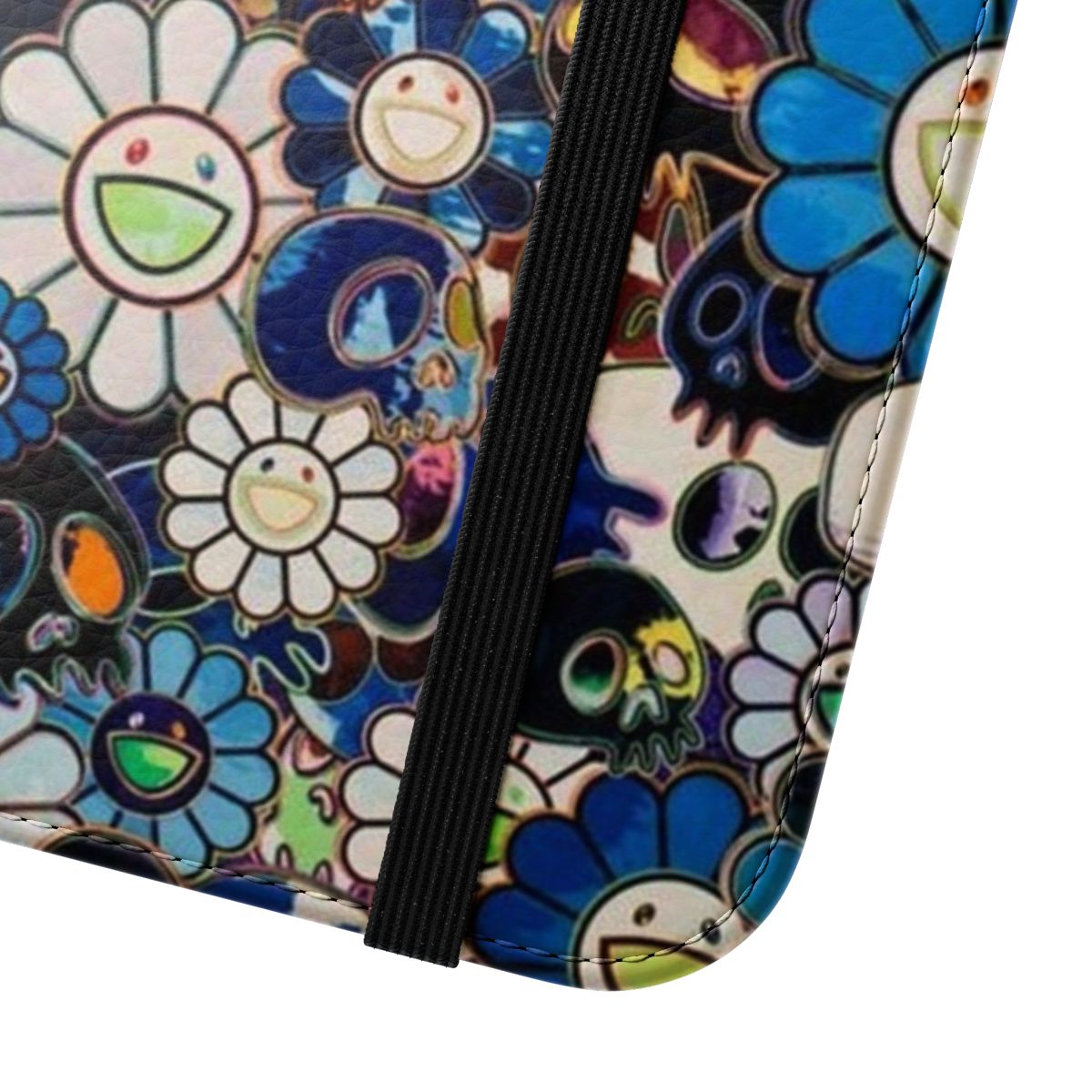 Colorful abstract floral pattern phone case inspired by Takashi Murakami's artwork - Close Up