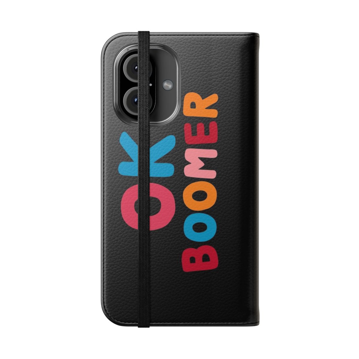 Ok boomer flip phone case with trendy typography design - Folded Front