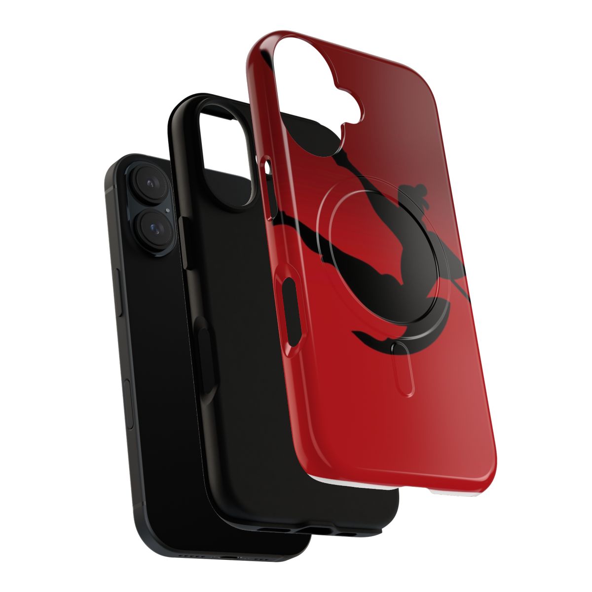 Minimalist red and black samurai-inspired magnetic tough phone case - Layers