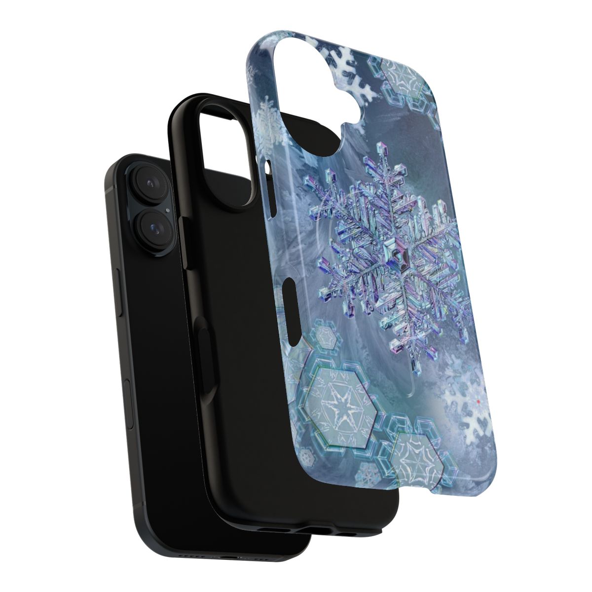 Magnetic tough phone case with detailed frozen snowflake pattern - Layers