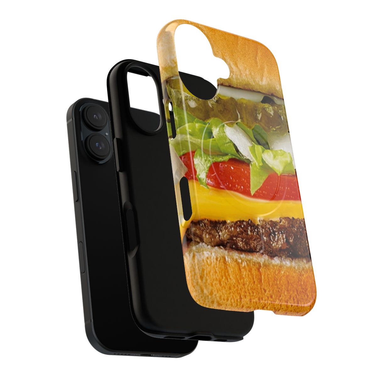 A magnetic tough phone case featuring a juicy cheeseburger design - Layers