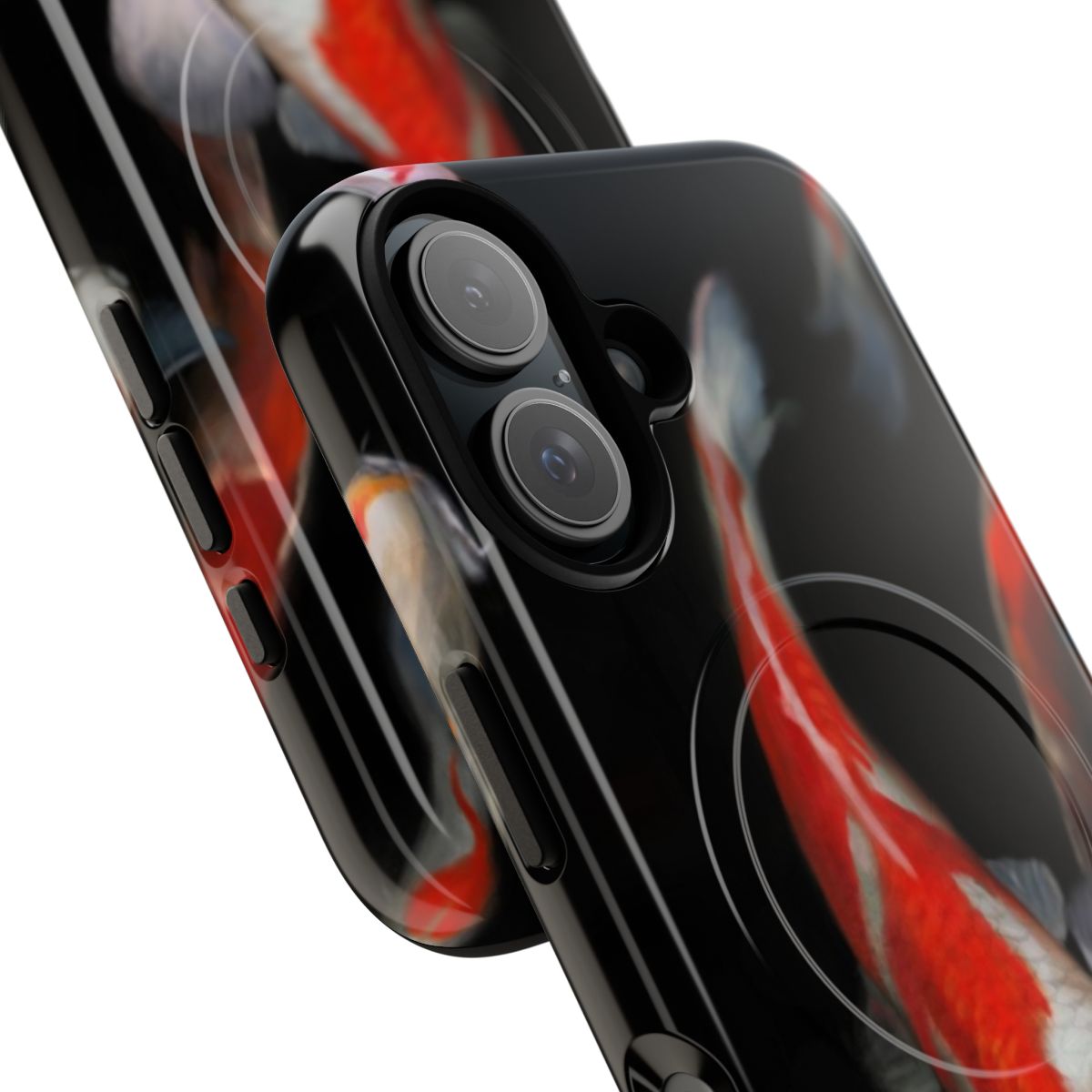 Sleek magnetic tough phone case featuring a beautiful koi fish illustration - Detail