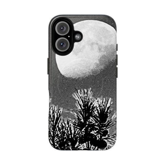 Black and white moon phone case with magnetic closure