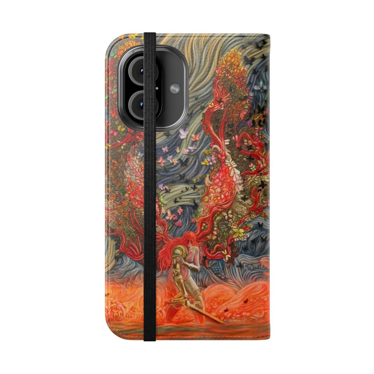 Artistic phone case featuring the Goddess of Rot, Malenia, from the video game Elden Ring. - Folded Front