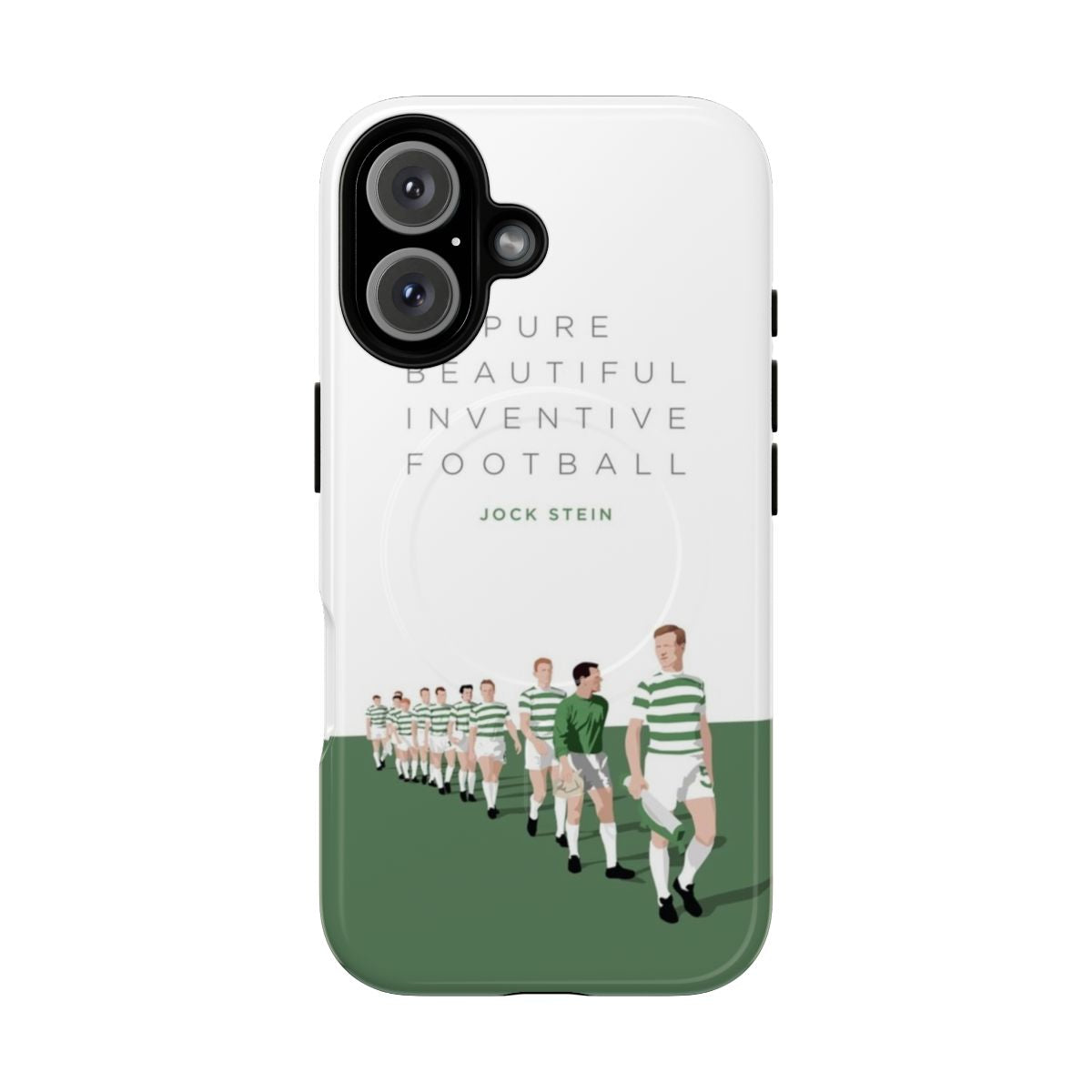 Magnetic tough phone case featuring a Celtic football-inspired design