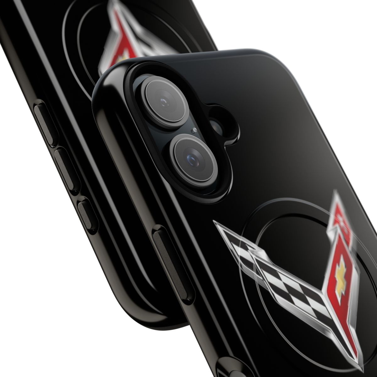 Magnetic tough phone case featuring the classic Corvette logo - Detail