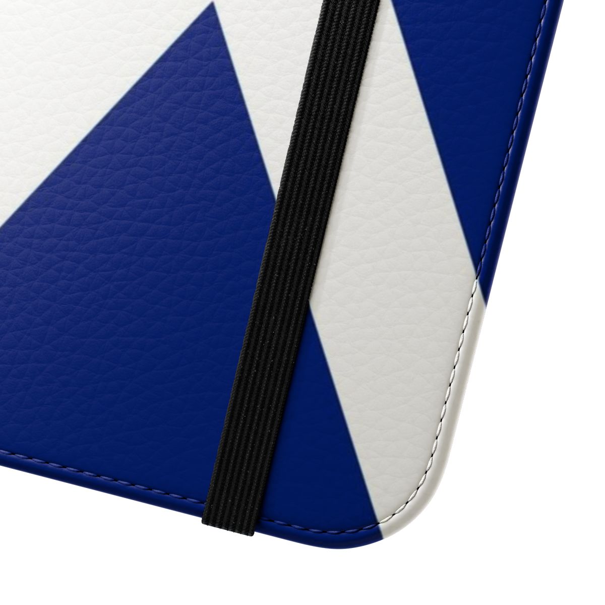 A flip-style phone case featuring the Scottish independence flag. - Close Up