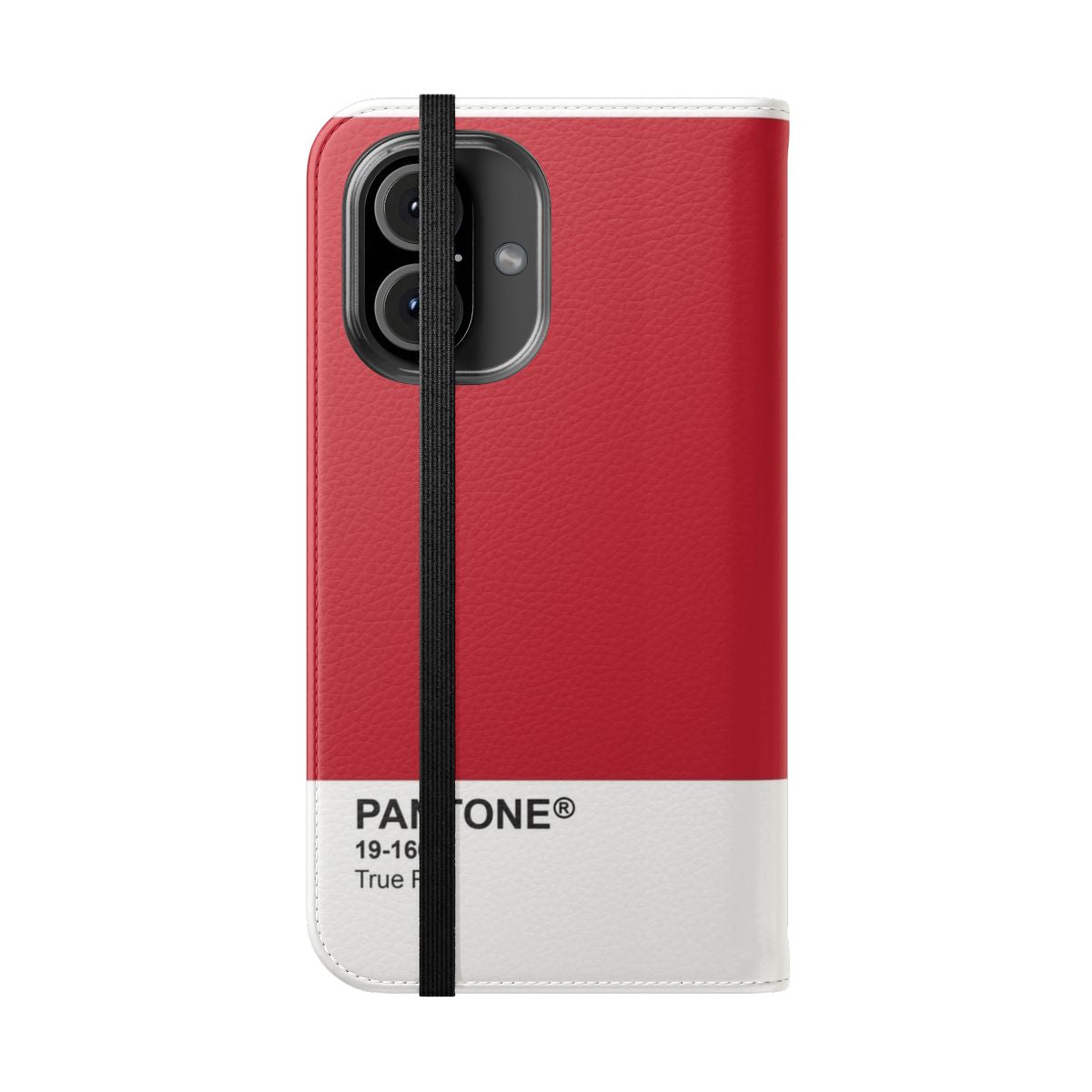 Pantone Universe inspired flip cover phone case in the True Red 19-1664 color - Folded Front