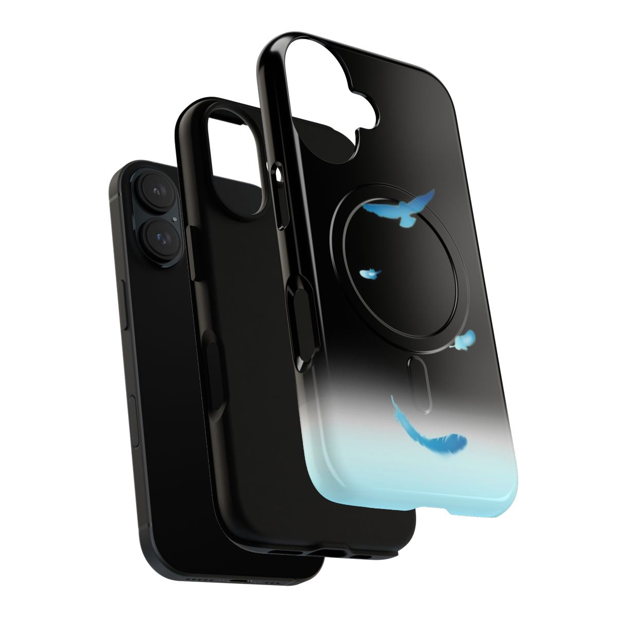 Magnetic tough phone case featuring a stylized blue bird design inspired by anime and manga series. - Layers