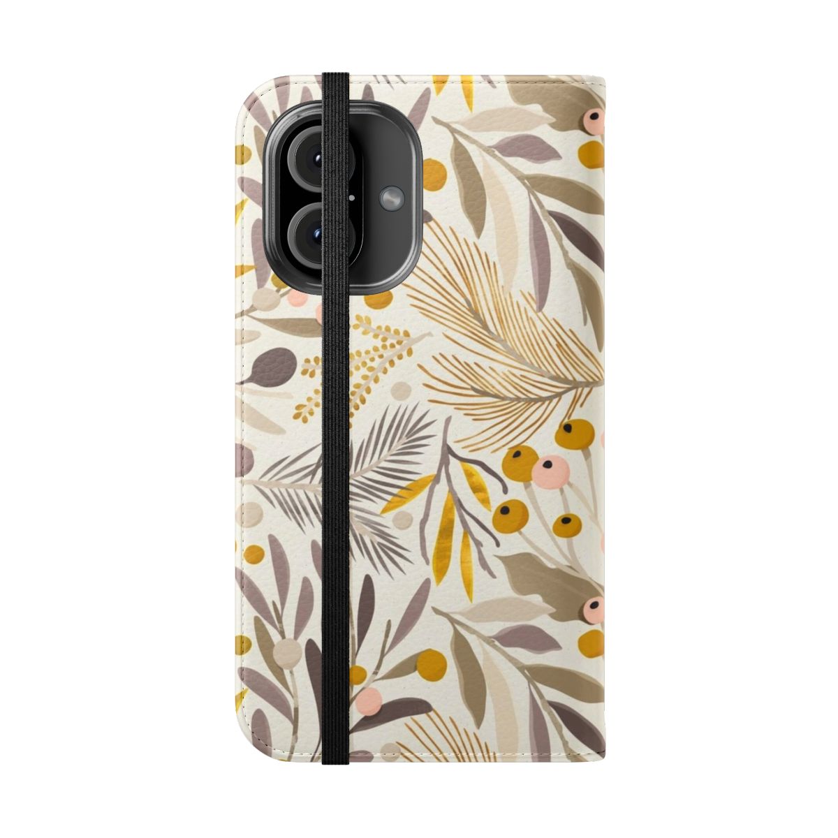 A colorful floral and botanical pattern phone case with a serene, calming design. - Folded Front