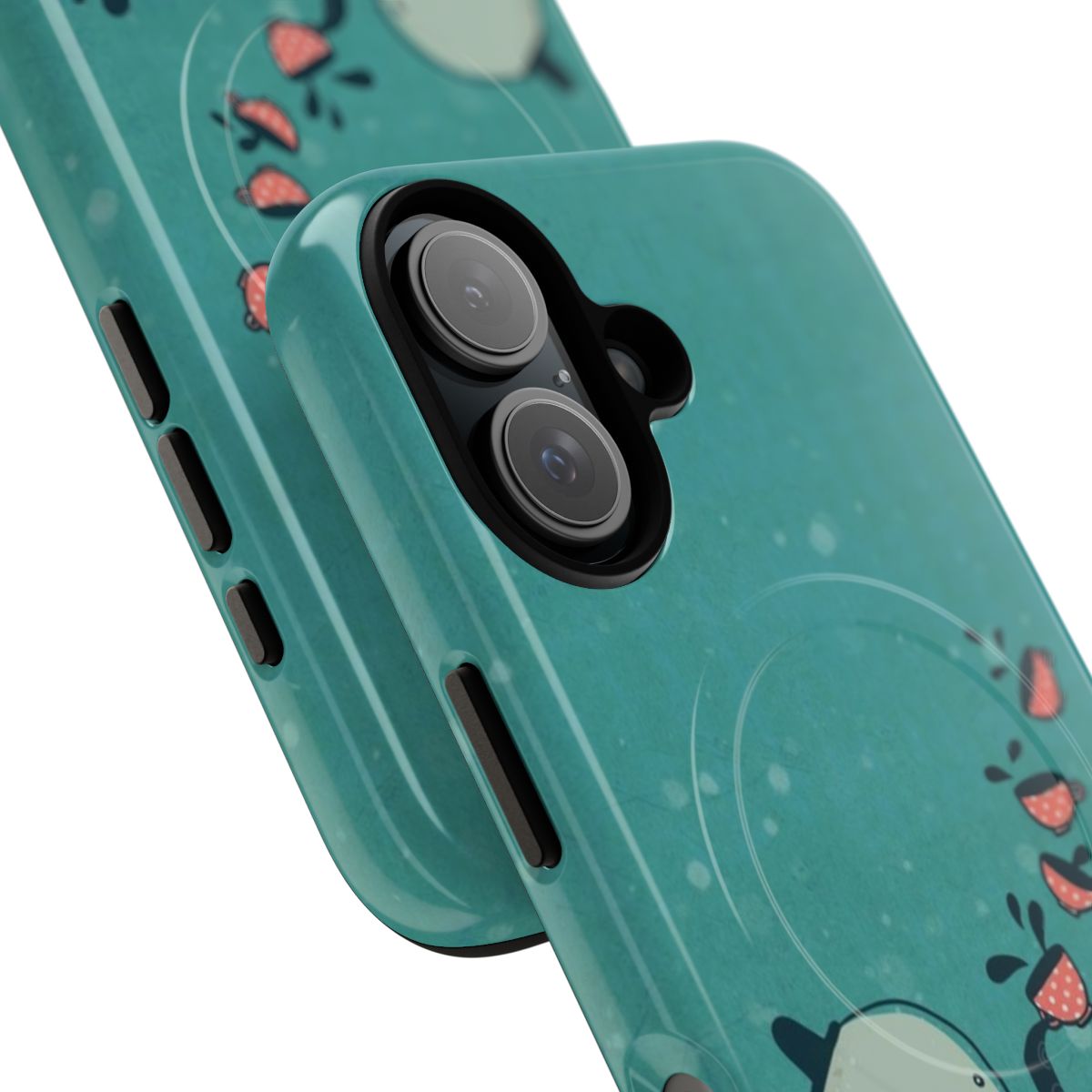 Colorful phone case featuring a cute octopus with tentacles, teacup, and underwater scene - Detail