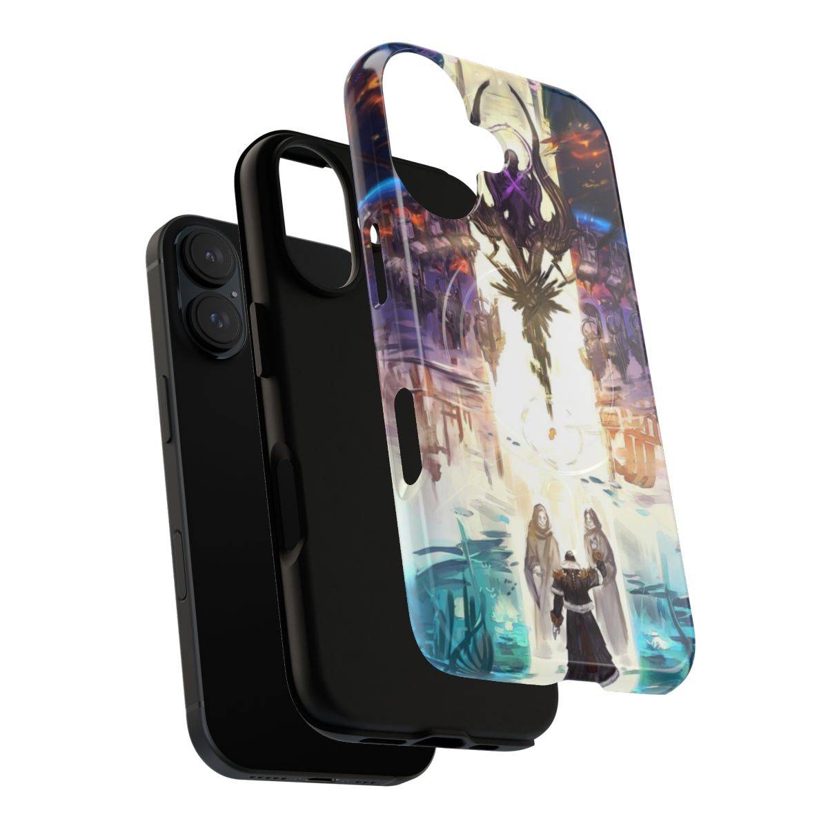 Magnetic tough phone case with a Final Fantasy inspired design featuring characters like Emet-Selch and Hythlodaeus. - Layers