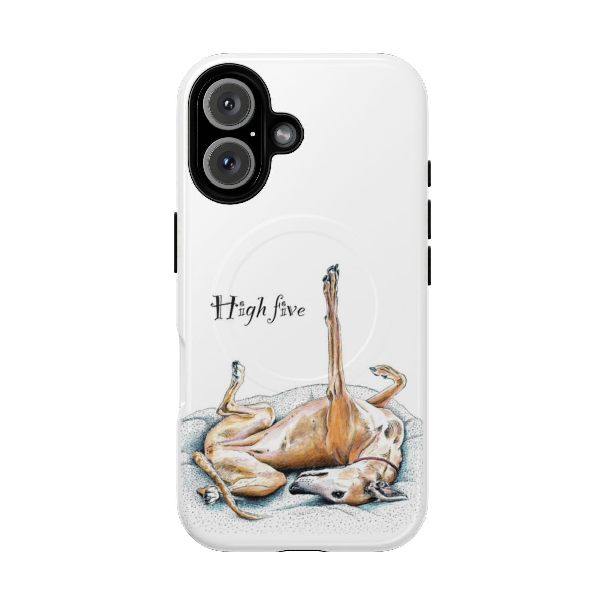 Greyhound high five design on a magnetic tough phone case