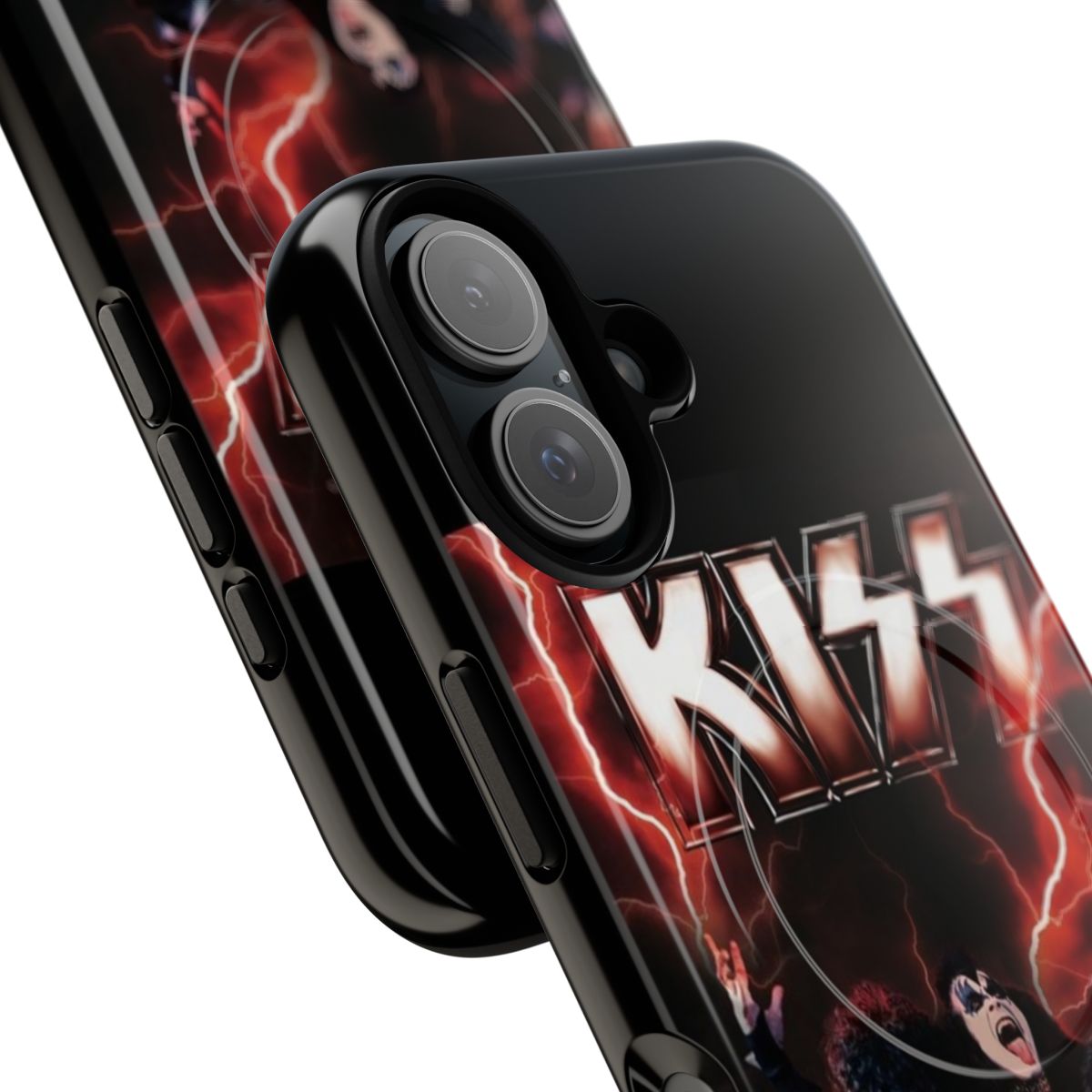 Magnetic tough phone case featuring the KISS rock band logo and members - Detail