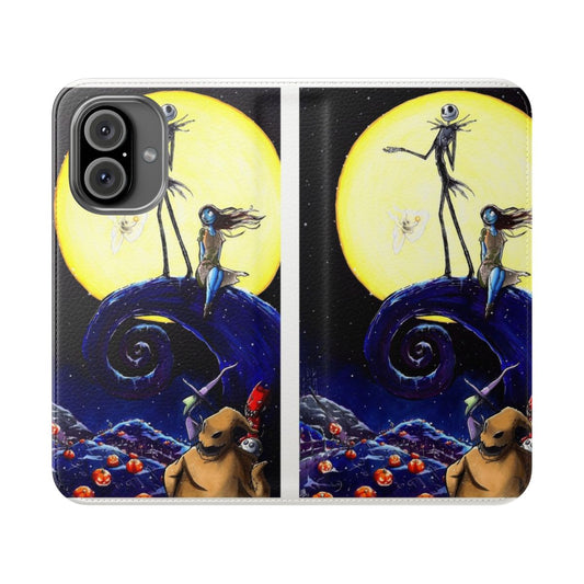 Spooky Disney-Inspired Nightmare Before Christmas Phone Case featuring Jack Skellington, Sally, and other iconic characters