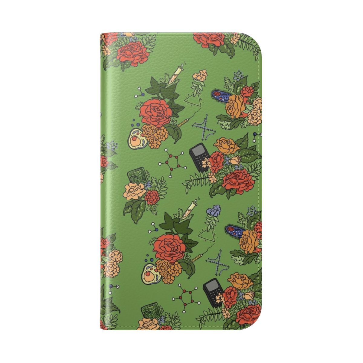 Stem-inspired floral pattern phone case for smartphones - Folded Back