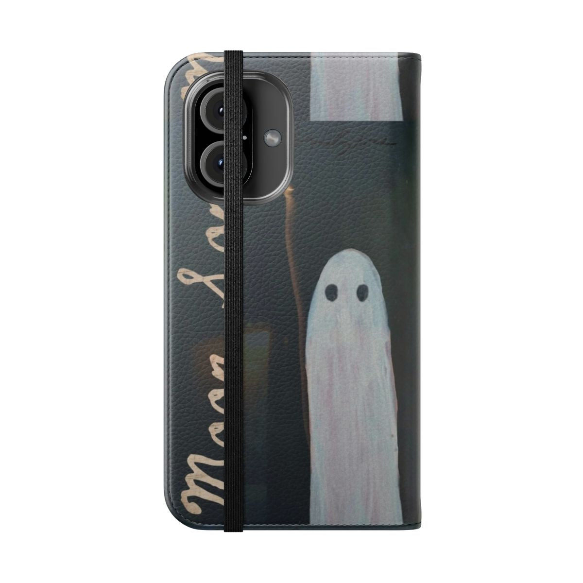 Flip cover phone case featuring Phoebe Bridgers' art and song titles - Folded Front