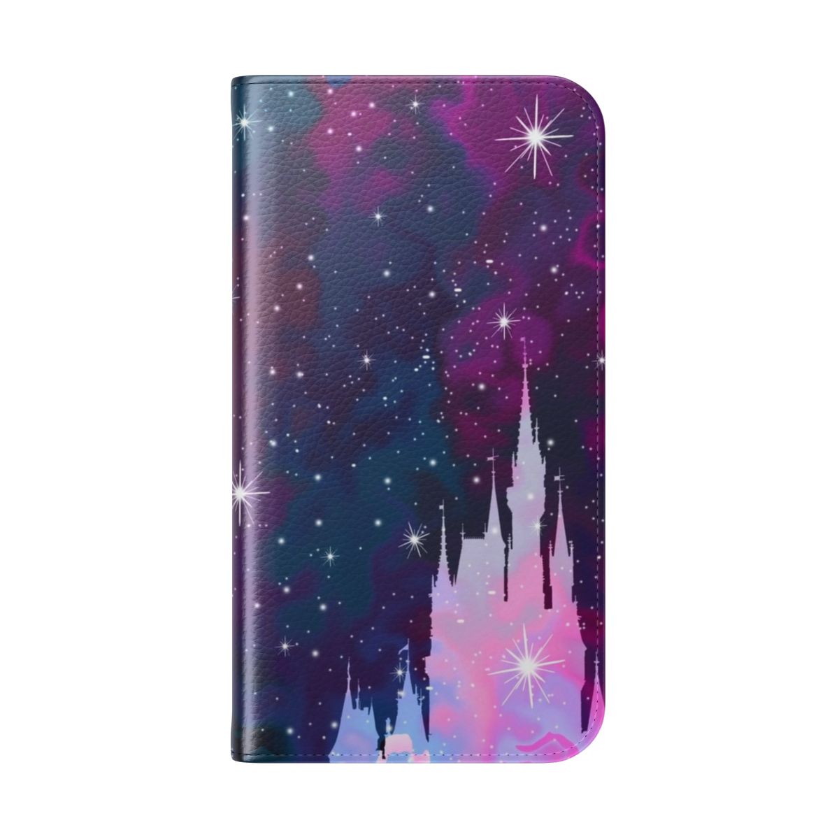 Magical fantasy space-themed phone case with a blue abstract pattern - Folded Back