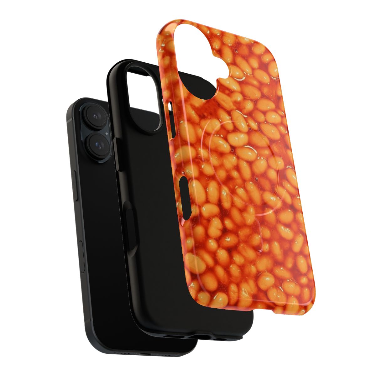 Magnetic phone case with a vibrant pattern of baked beans in a tin - Layers