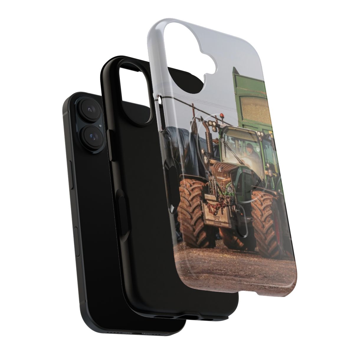 Magnetic Tough Phone Case featuring a Fendt and Bailey trailer tipping silage in the countryside - Layers