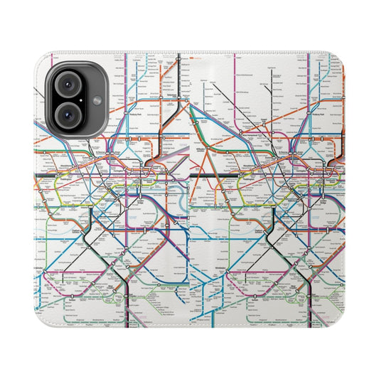 London city public transit map phone case featuring the underground, overground, and Elizabeth line routes.