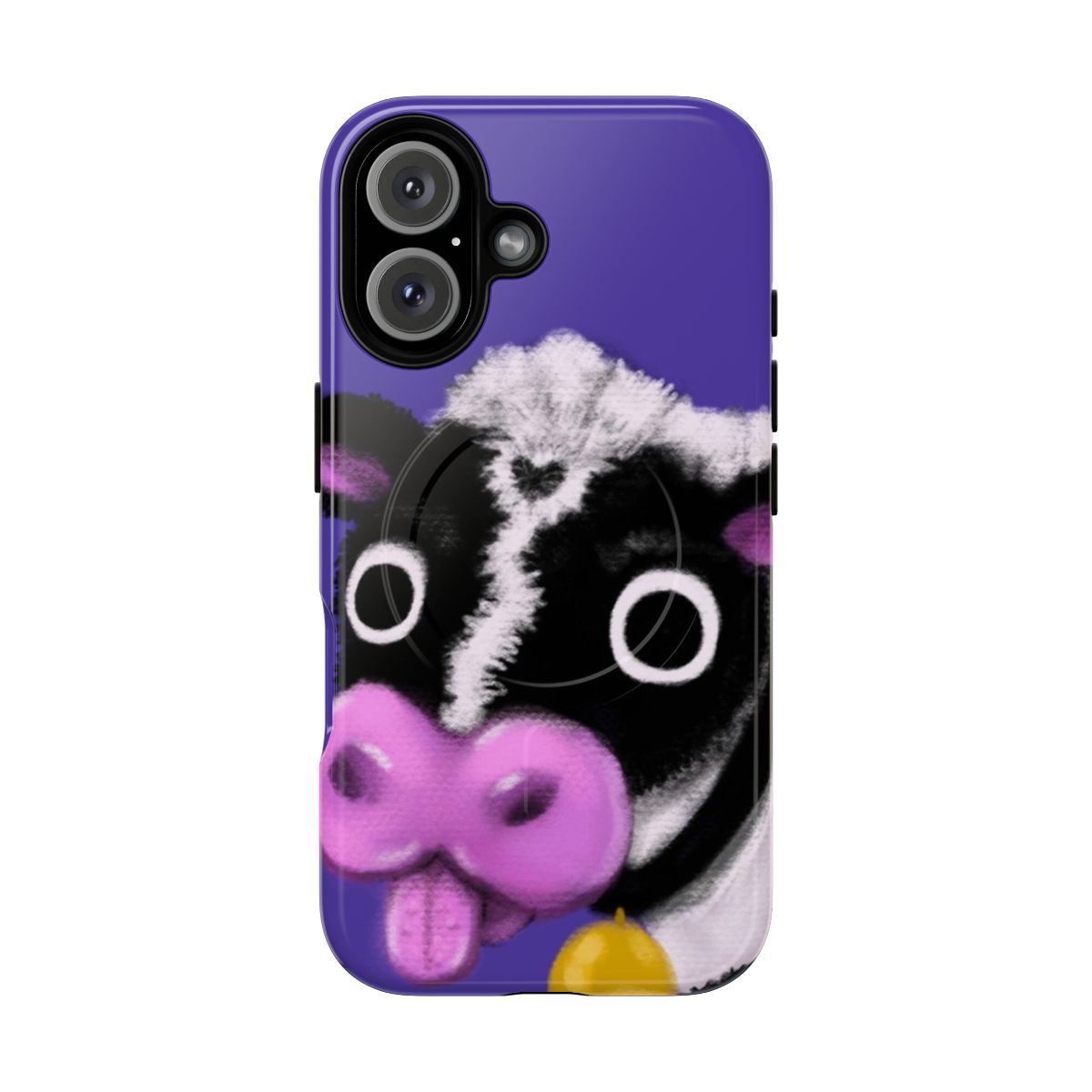 Cow-themed magnetic tough phone case with a playful, colorful design