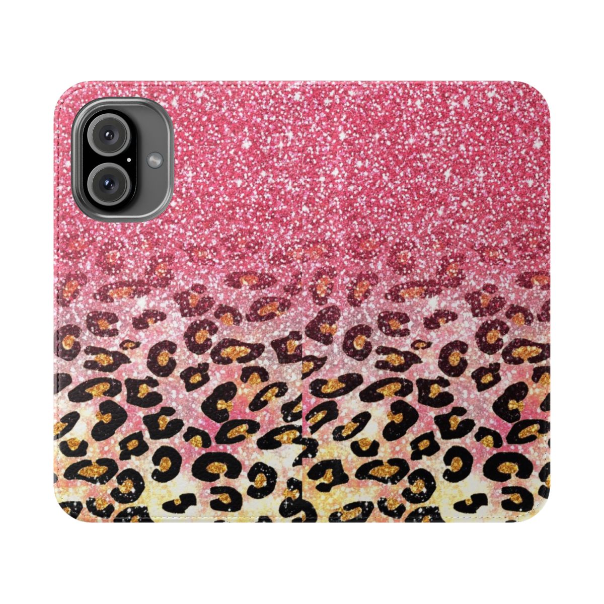 Pink glitter leopard print phone case