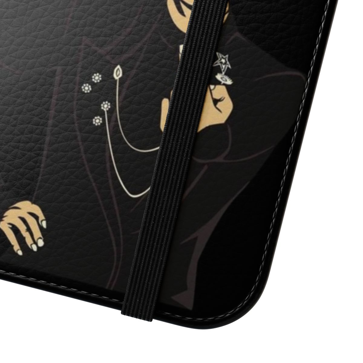 Stylish black flip cover phone case with Kris Jenner-inspired design - Close Up