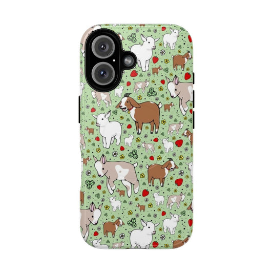 Magnetic phone case with a cute goat design