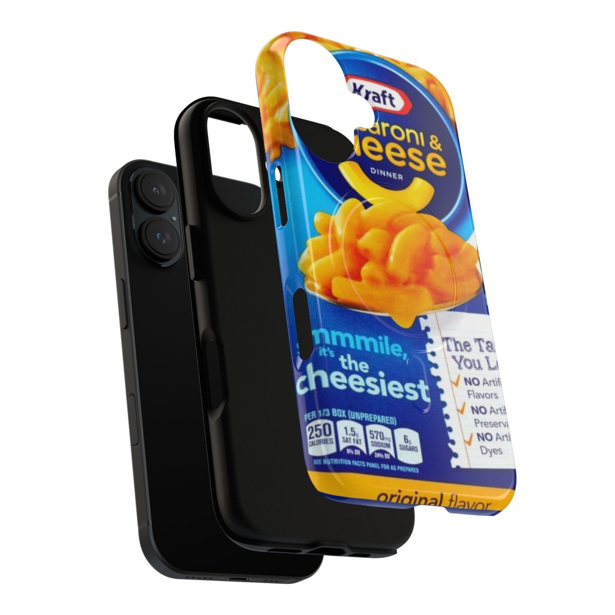 Colorful phone case with a crafty macaroni and cheese design, a fun and unique accessory - Layers