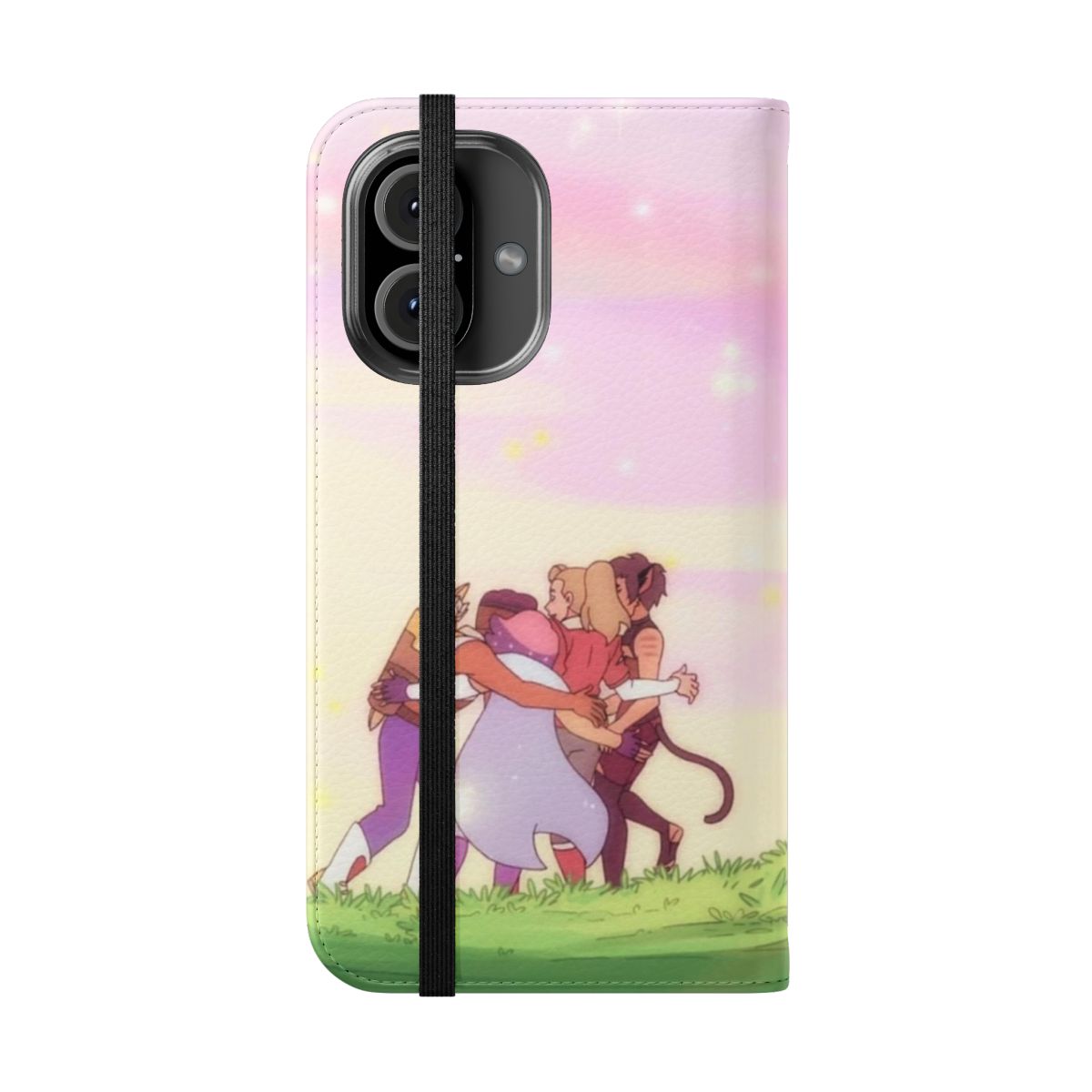 Image of a flip cover phone case featuring characters from the popular show She-Ra and the Princesses of Power. - Folded Front