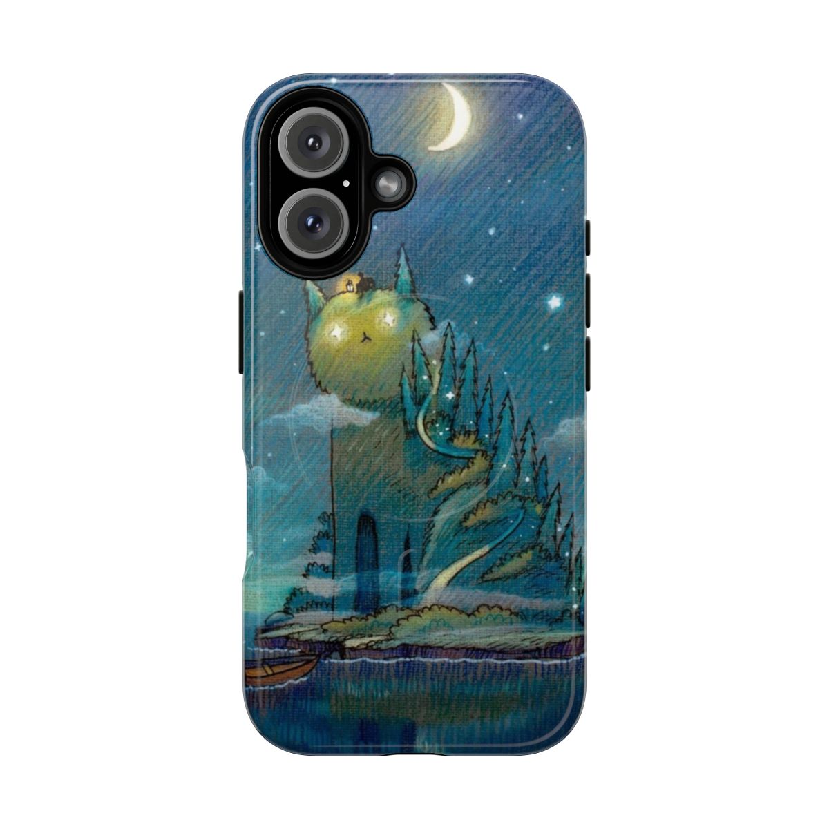 Mysterious cat island illustration on a magnetic tough phone case