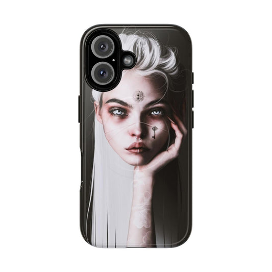 Pandora-inspired magnetic tough phone case featuring fantasy female portrait artwork