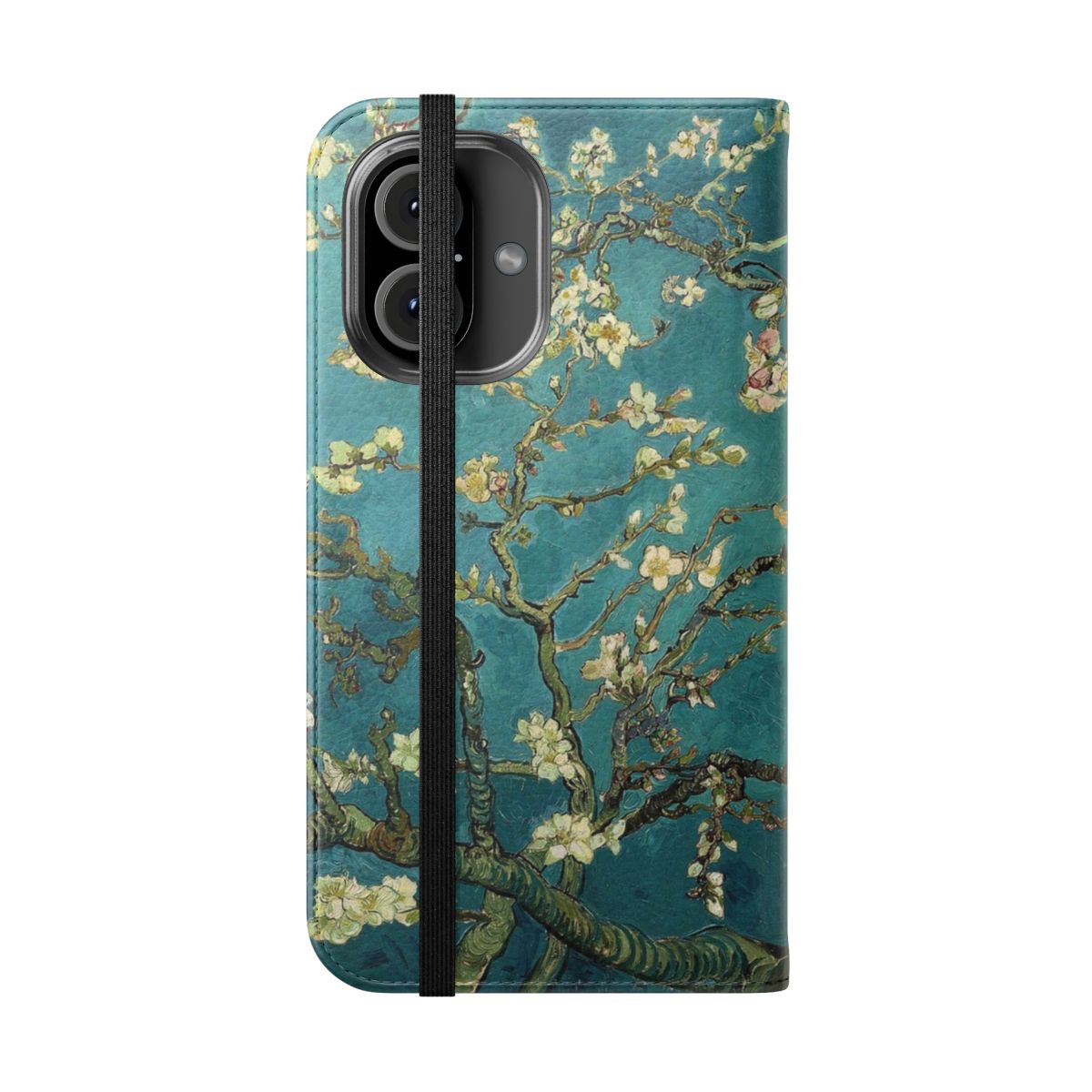 Blossoming Almond Tree inspired phone case with famous post-impressionist art by Vincent Van Gogh - Folded Front