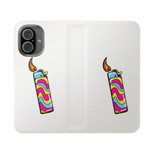 Colorful and funky flip phone case with a retro pop art design