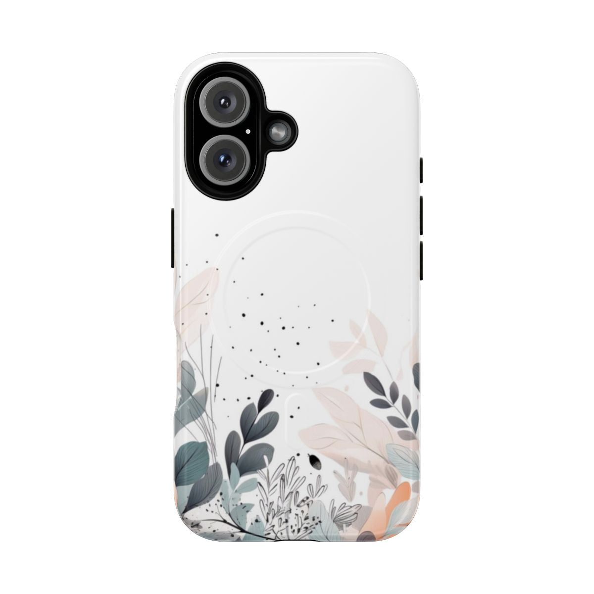 A pastel-colored floral design phone case with a magnetic tough exterior.