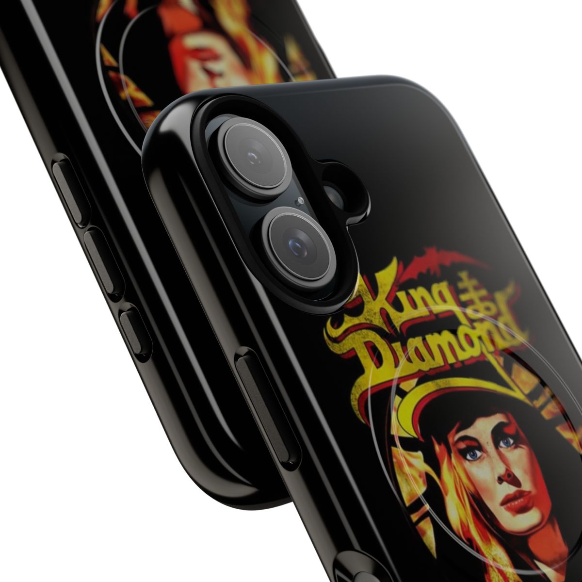 Magnetic tough phone case featuring a King Diamond-inspired design for heavy metal fans - Detail