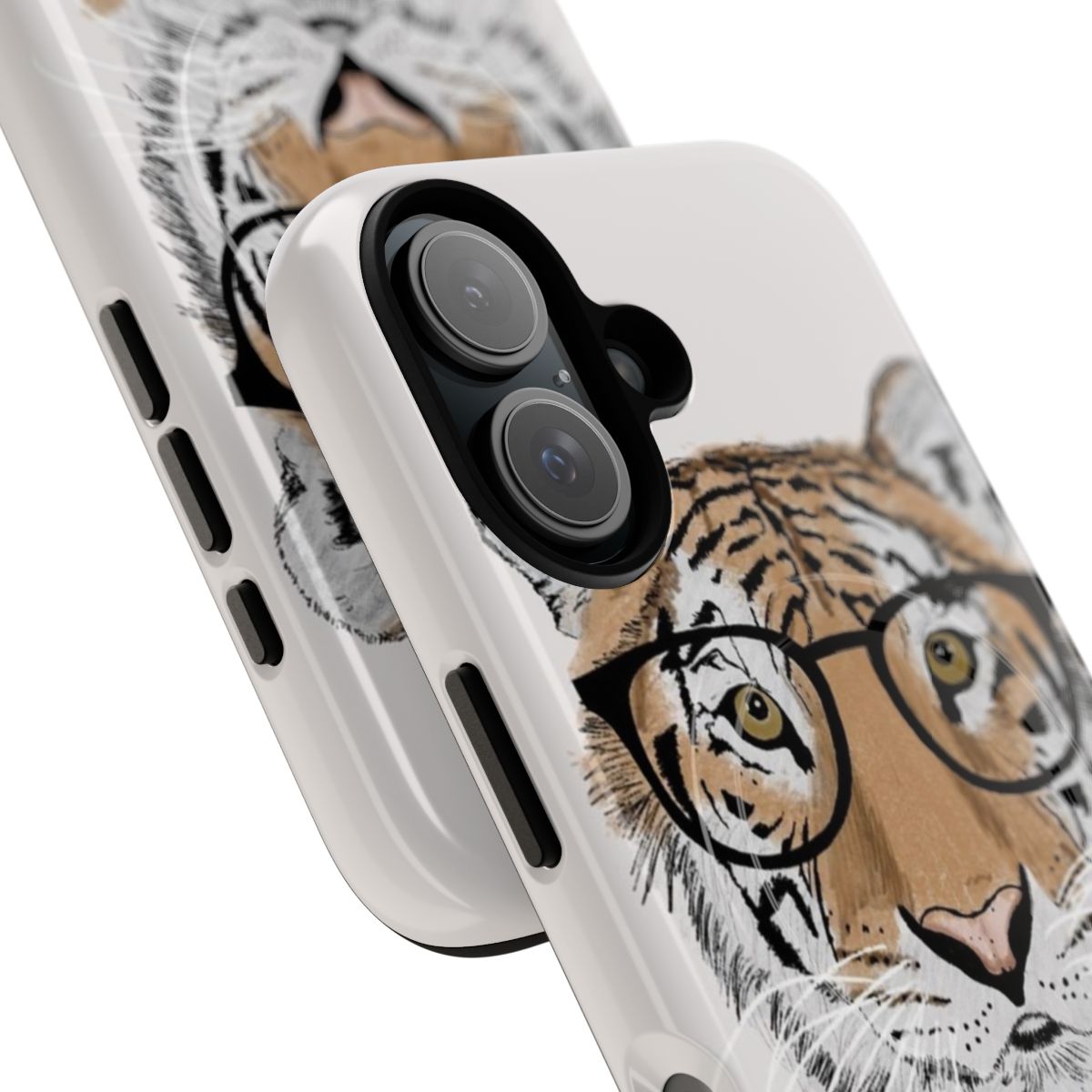 Magnetic tough phone case with a fierce tiger design - Detail