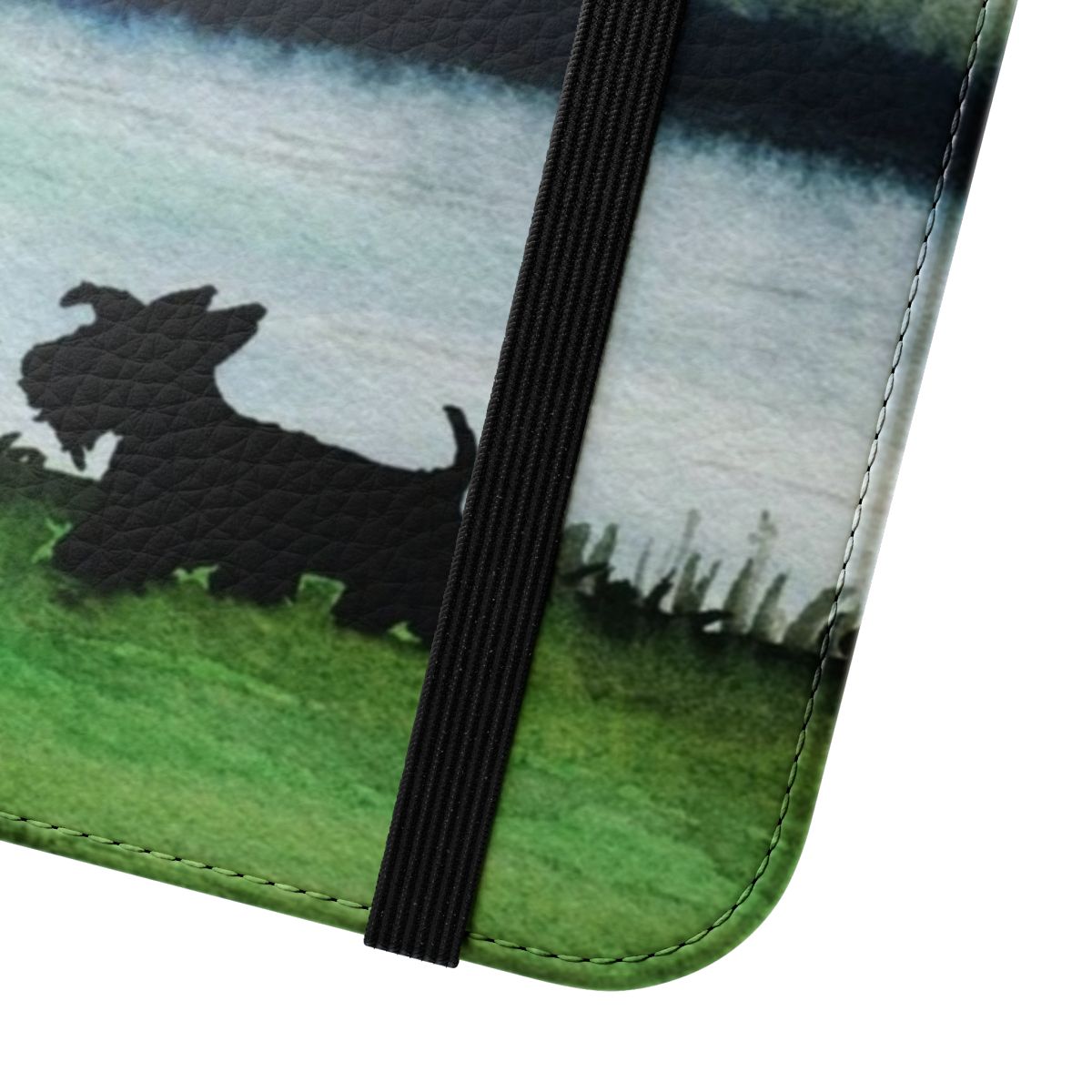 Scottie dog phone case with a cute, artistic design - Close Up