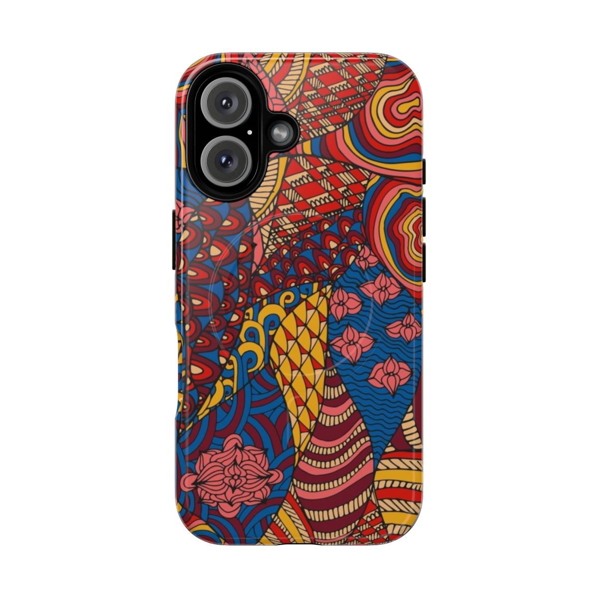 Psychedelic phone case with vibrant, colorful abstract pattern