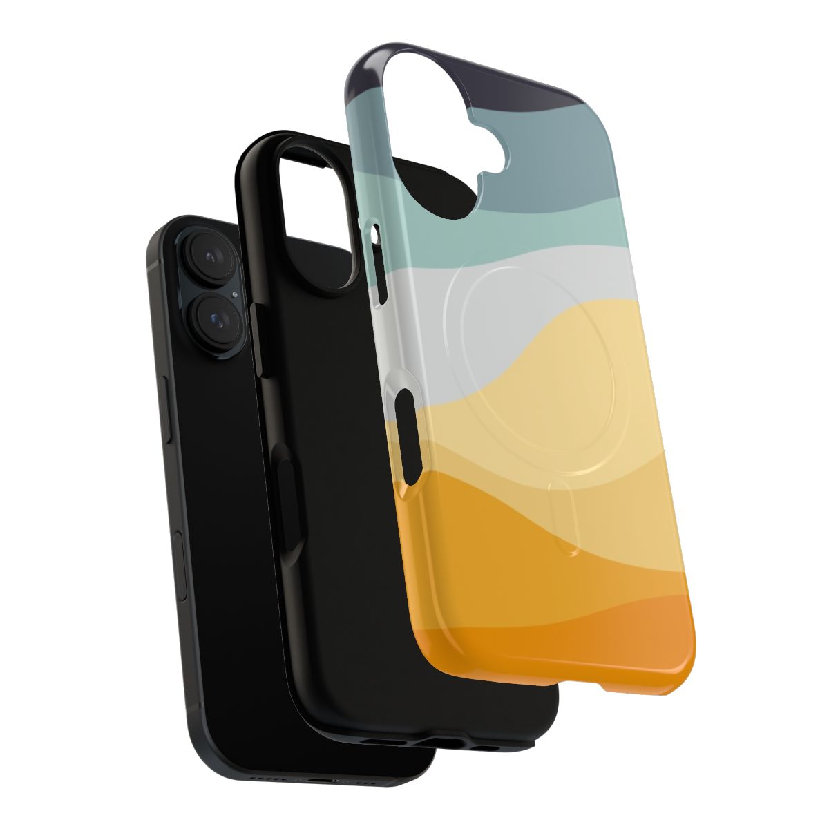 Minimalist phone case with abstract, retro-style wave patterns - Layers